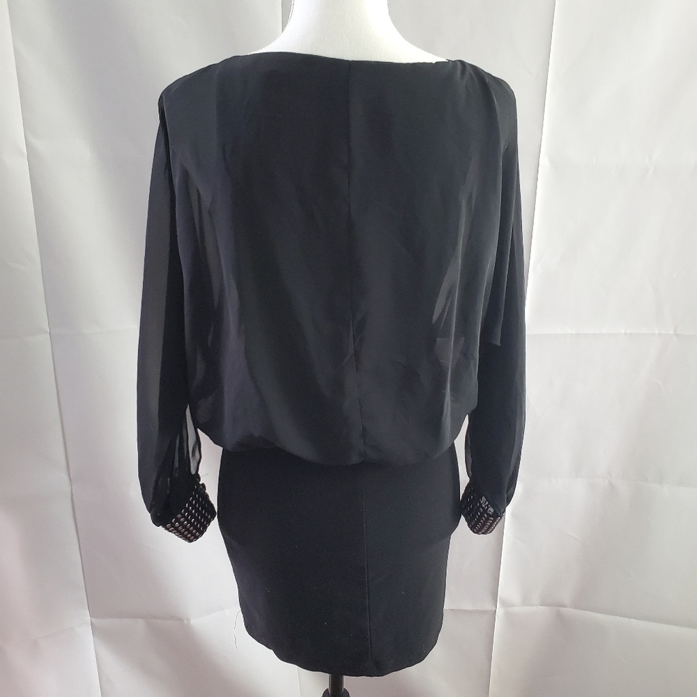 Arden B Women Black Chiffon Slit Sleeves Dress XS - Picture 3 of 4